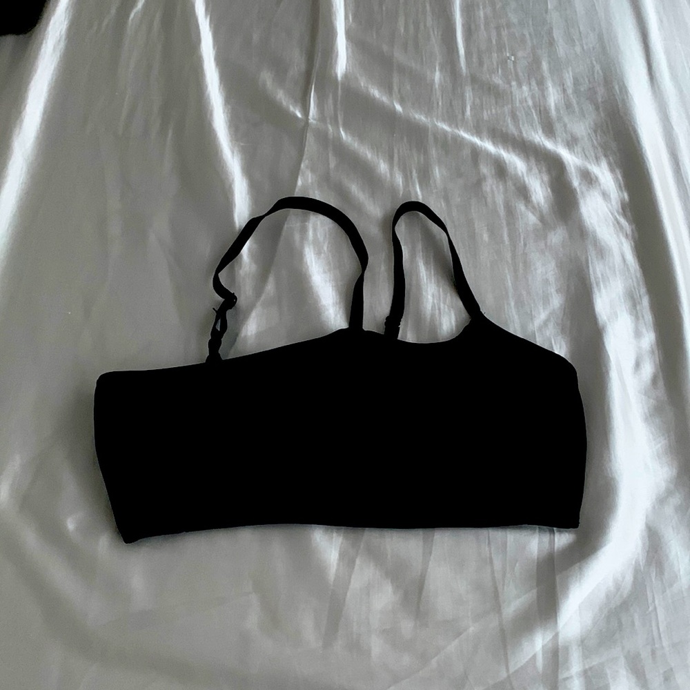 Revolve Black one shoulder top.